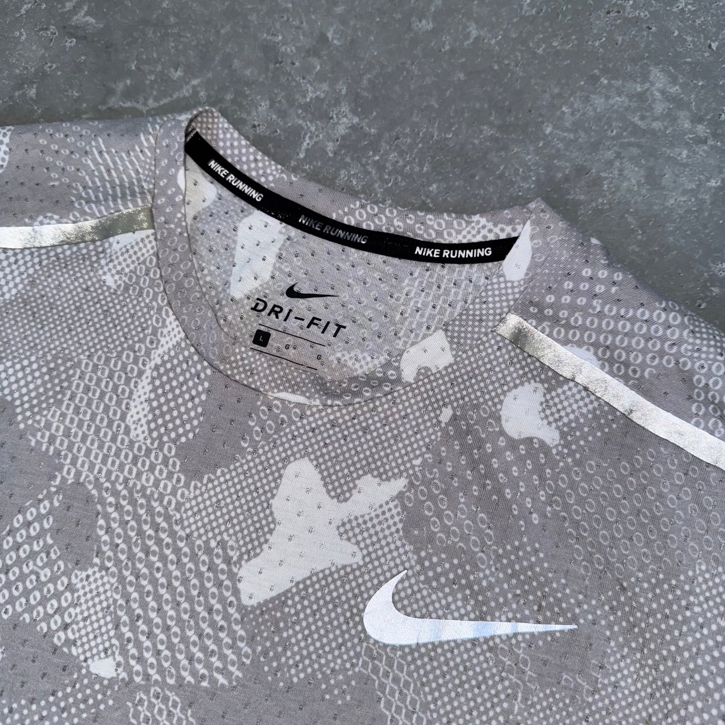 Nike White Camouflage Miler T Shirt