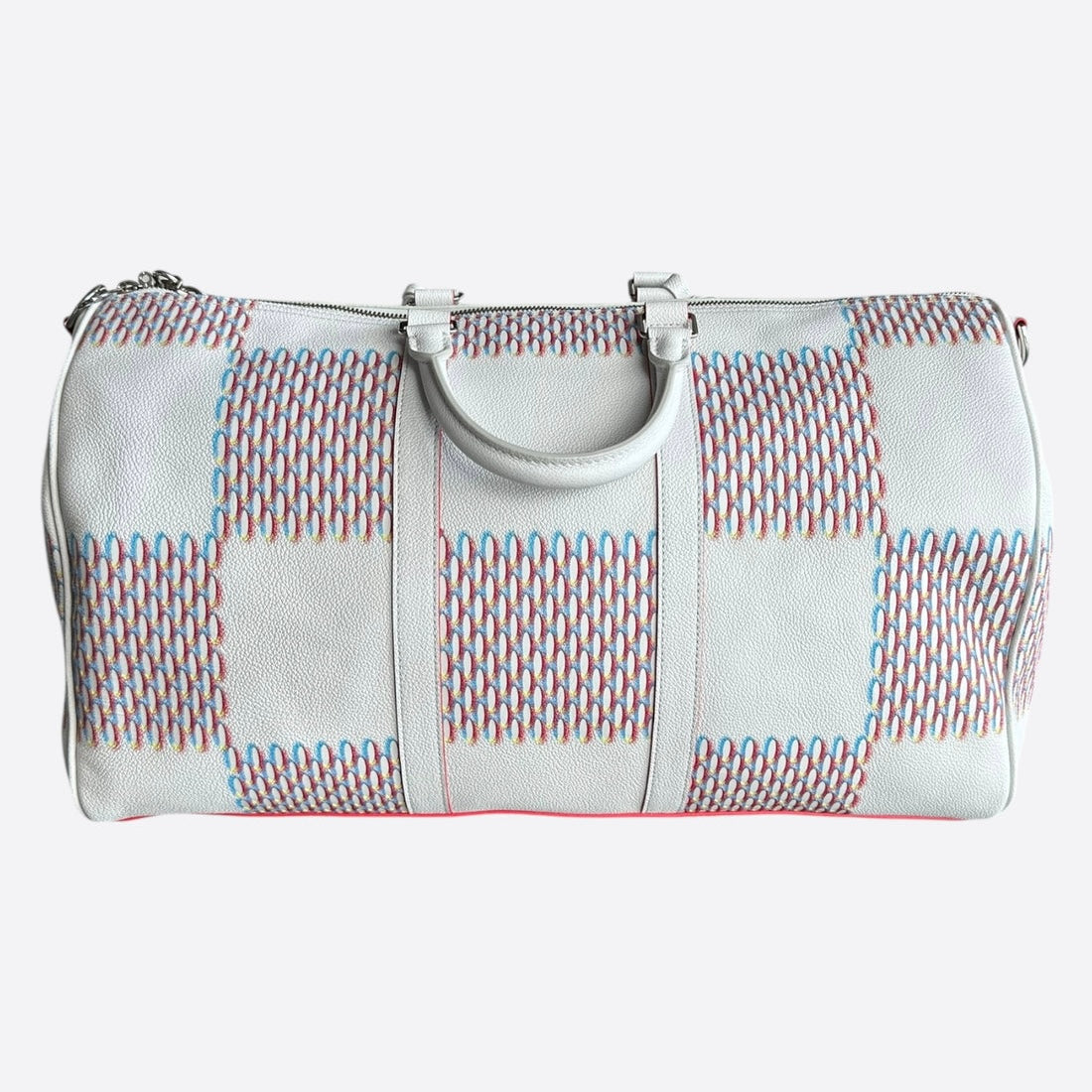 Louis Vuitton Red & White Spray Keepall 50 Bag