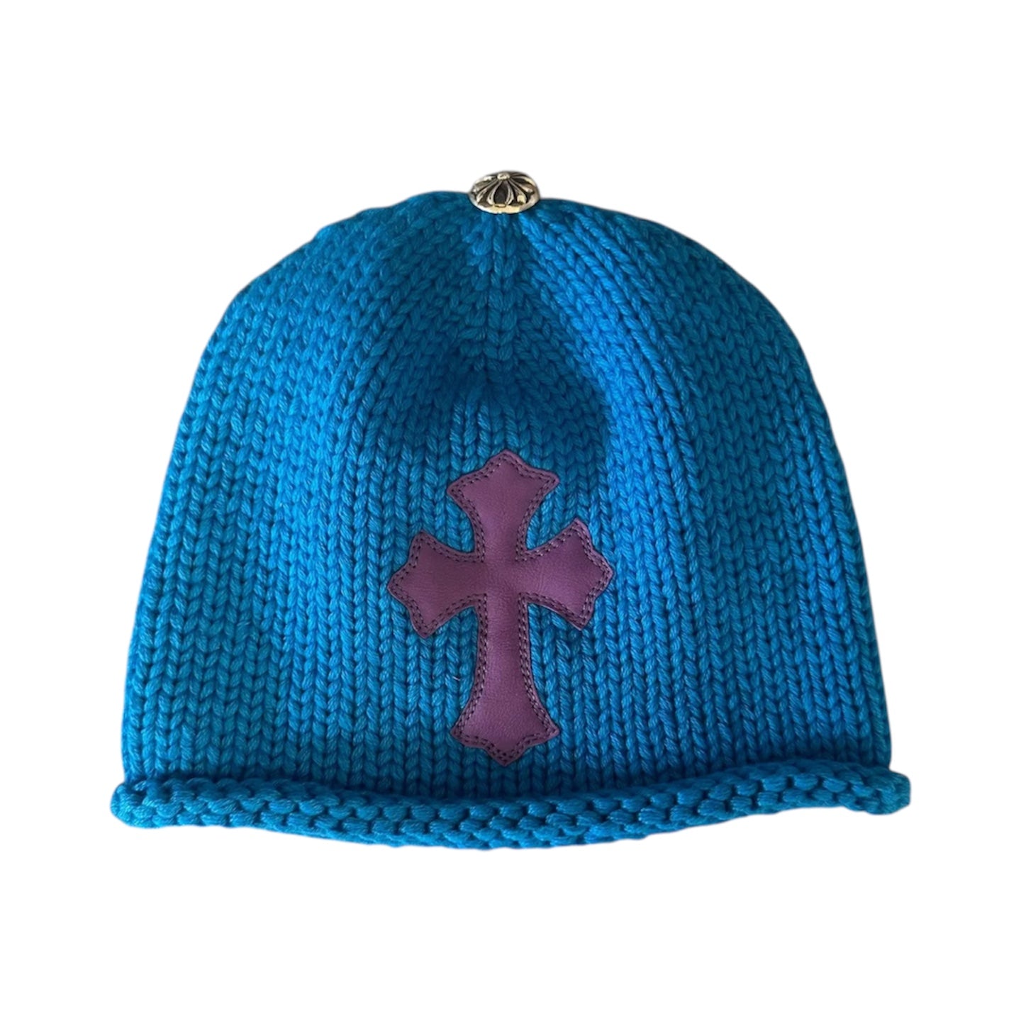 Chrome Hearts Blue Cashmere Cross Patch Beanie