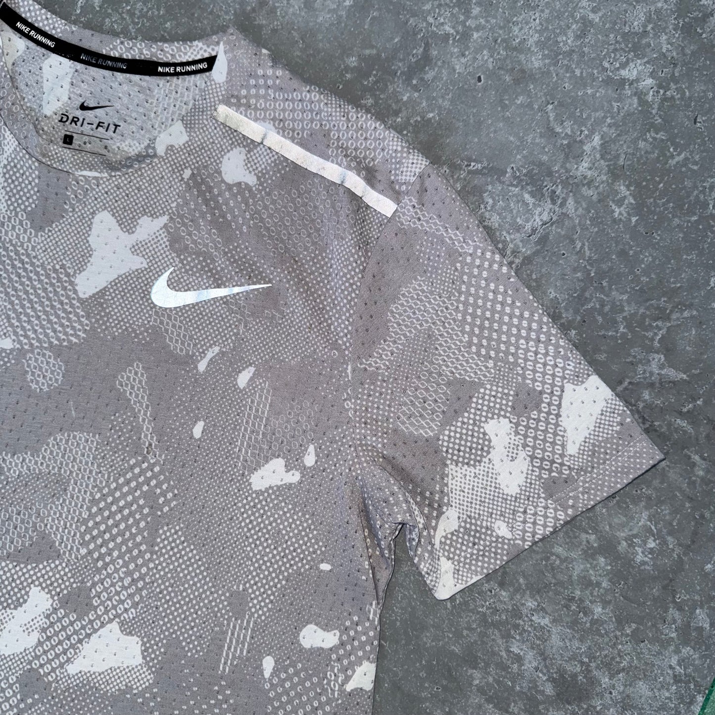 Nike White Camouflage Miler T Shirt