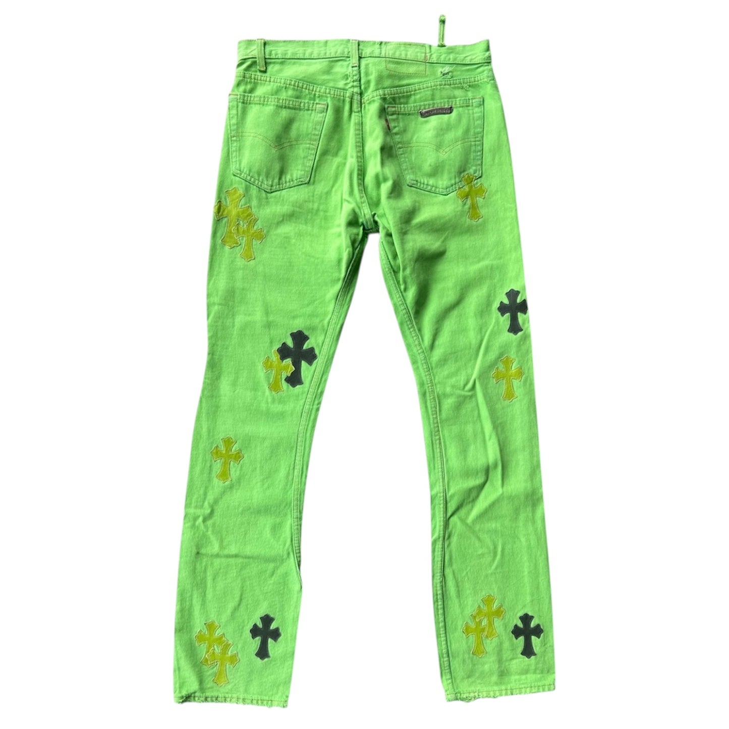 Chrome Hearts Green Cross Patch Jeans