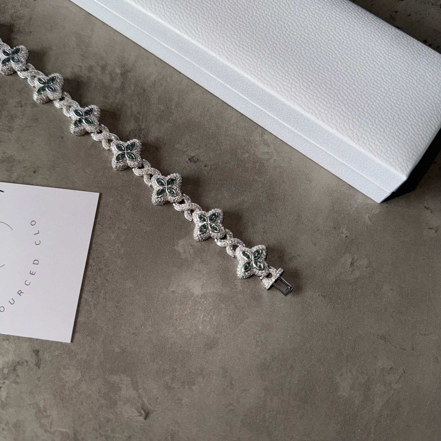 VVS Silver & Green Diamond Clover Bracelet