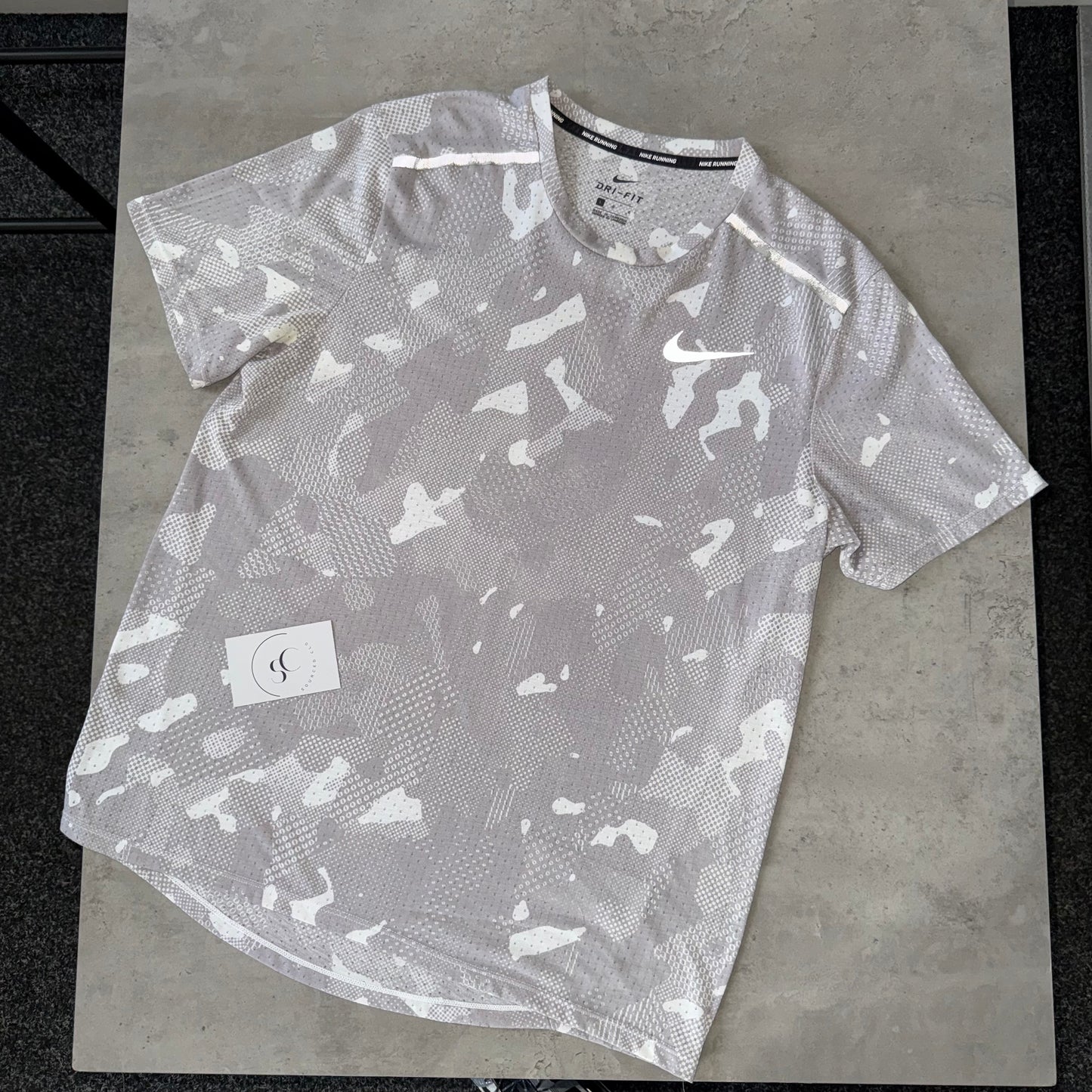 Nike White Camouflage Breathe 1.0 Miler T Shirt