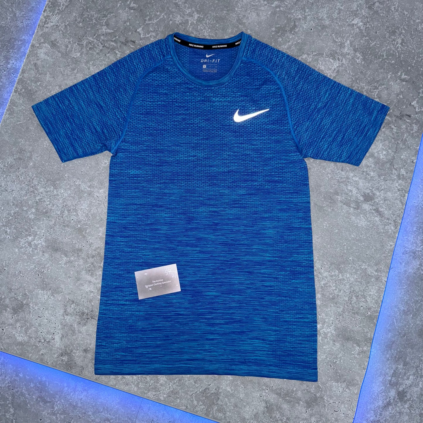 Nike Crystal Blue Tech Knit Miler T Shirt