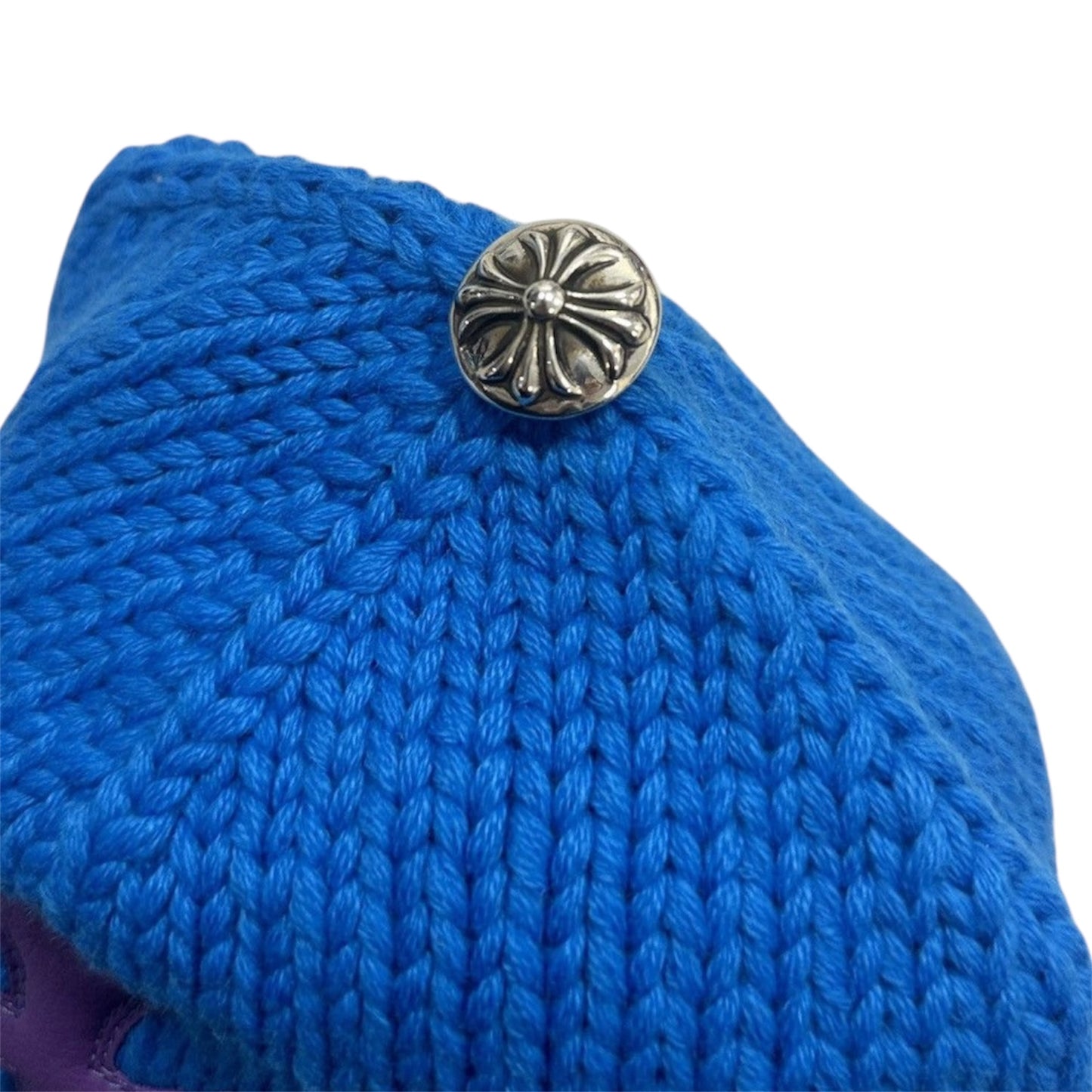 Chrome Hearts Blue Cashmere Cross Patch Beanie
