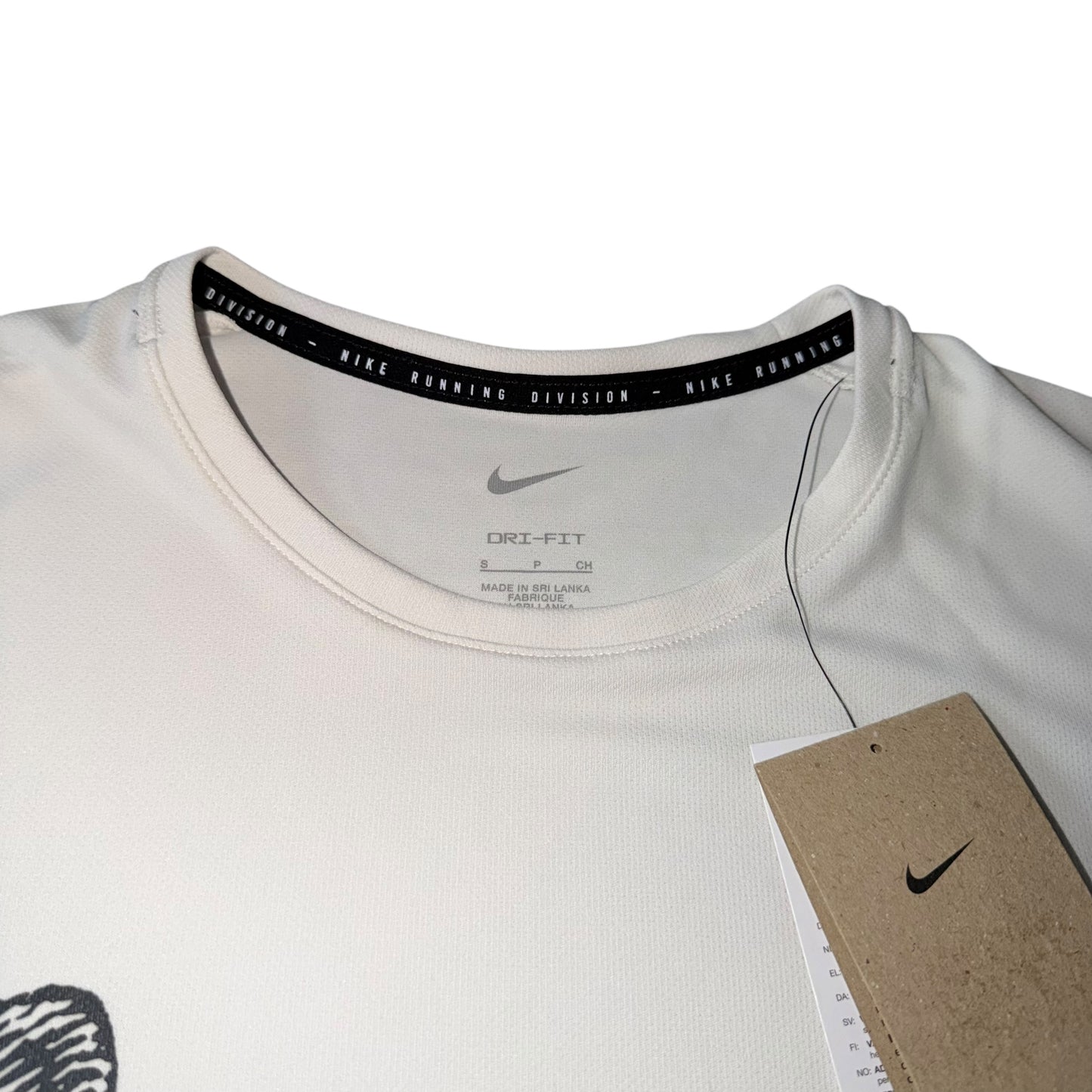 Nike White Division Print Miler T Shirt