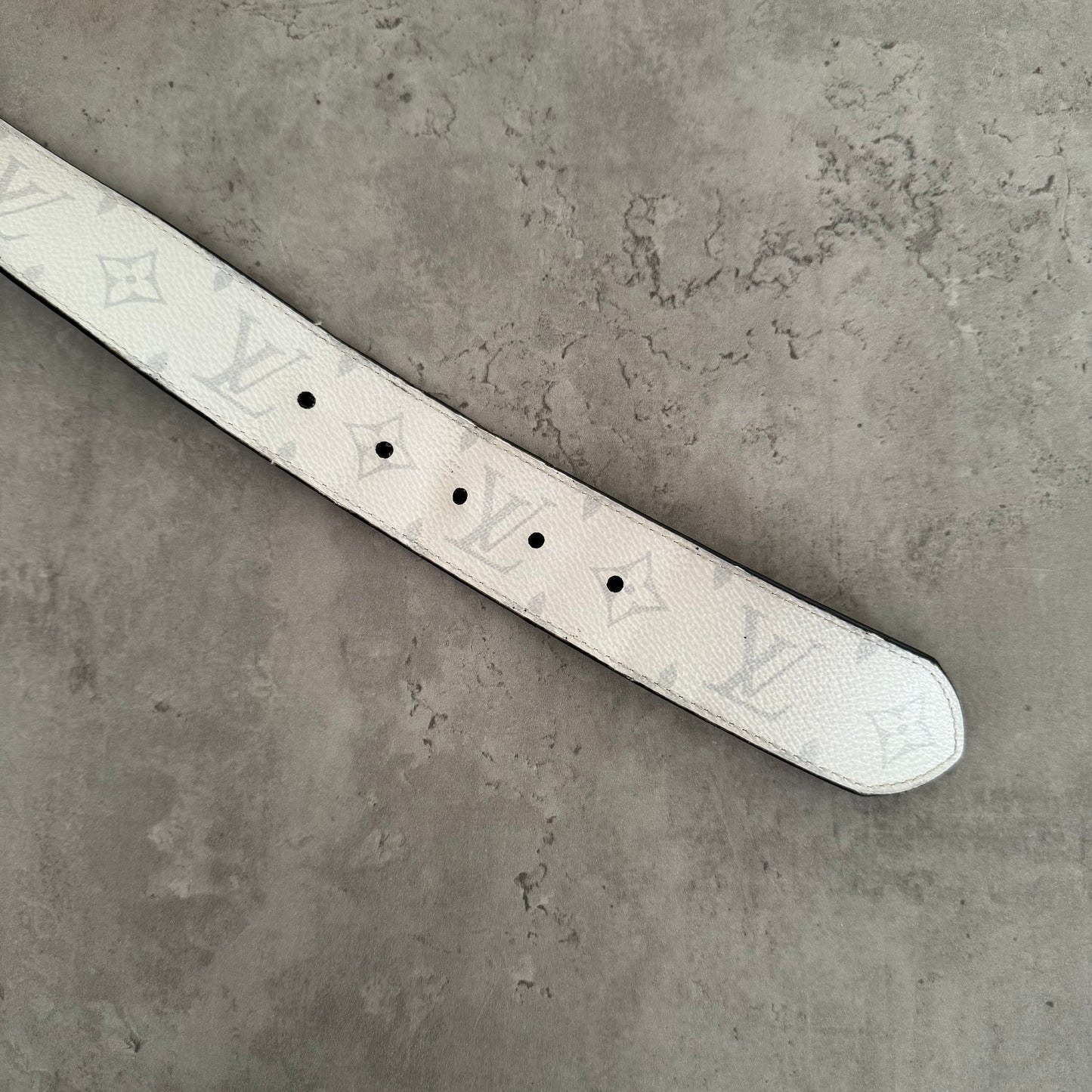 Louis Vuitton White Leather Monogram Belt