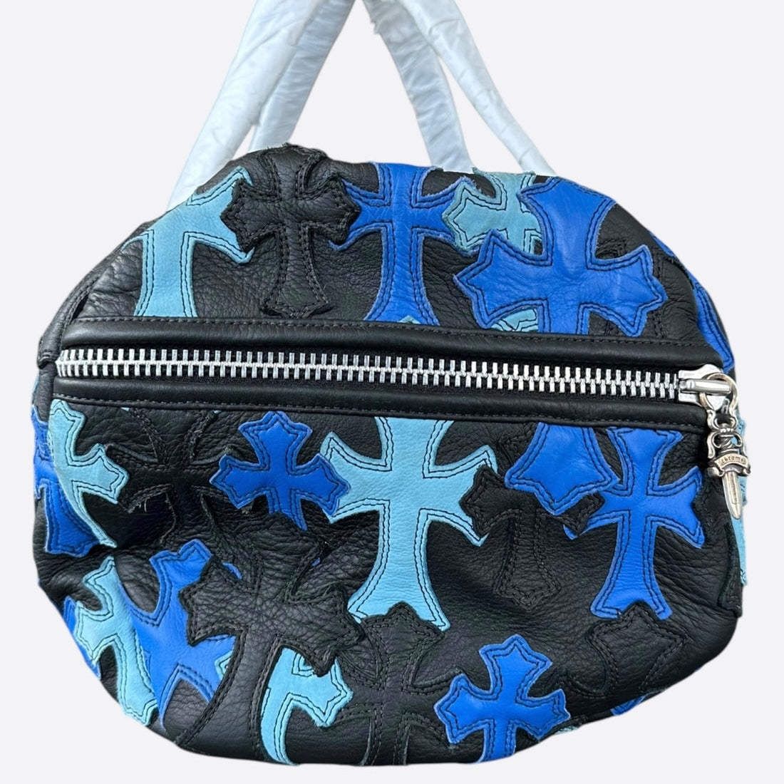 Chrome Hearts Black & Blue Leather Cross Patch Duffel Bag