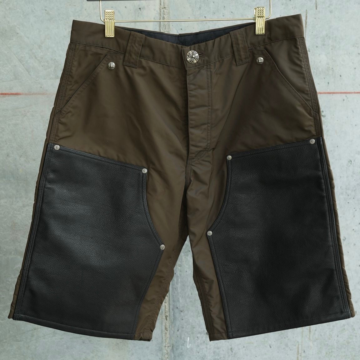Chrome Hearts Brown Nylon & Leather Carpenter Shorts