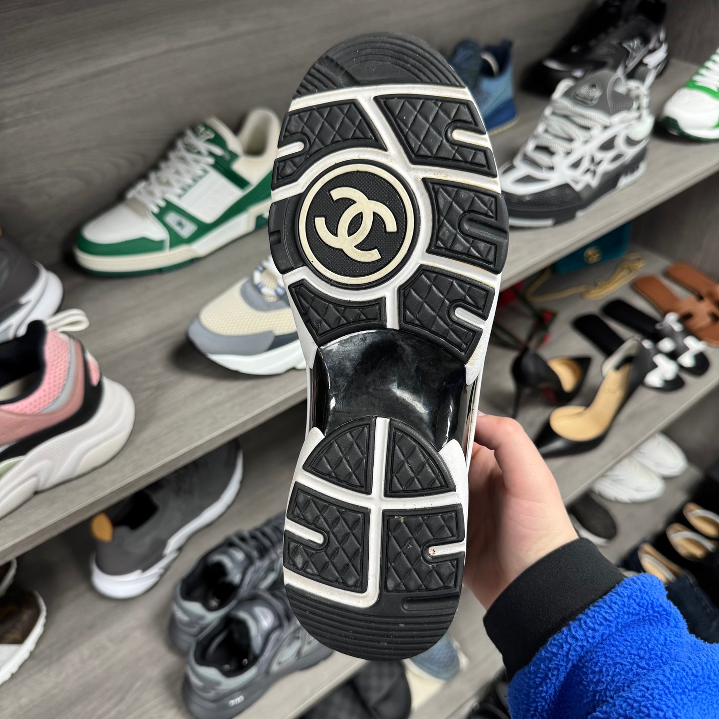 Chanel Black Suede Printed CC Trainers
