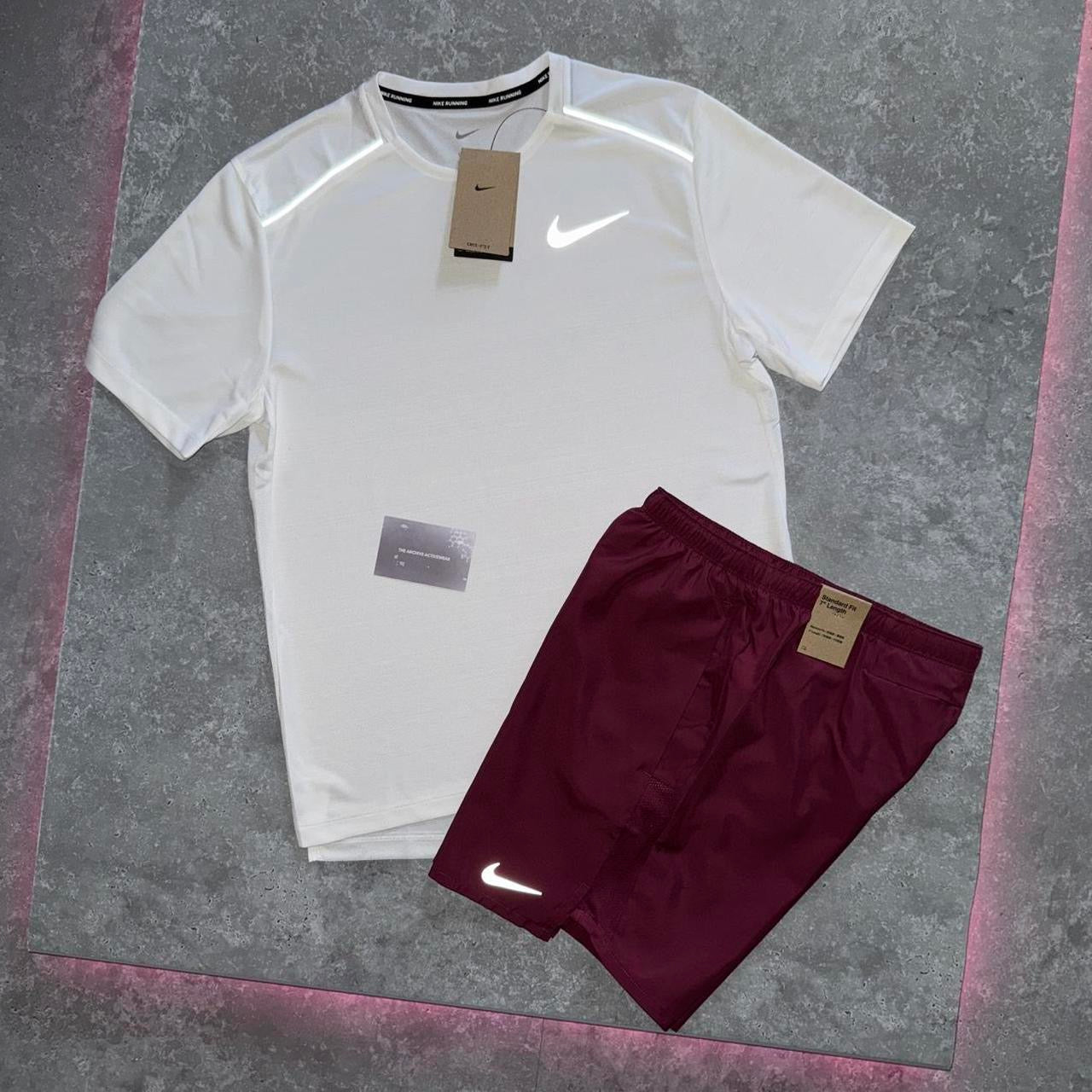 Nike White Miler Short Set