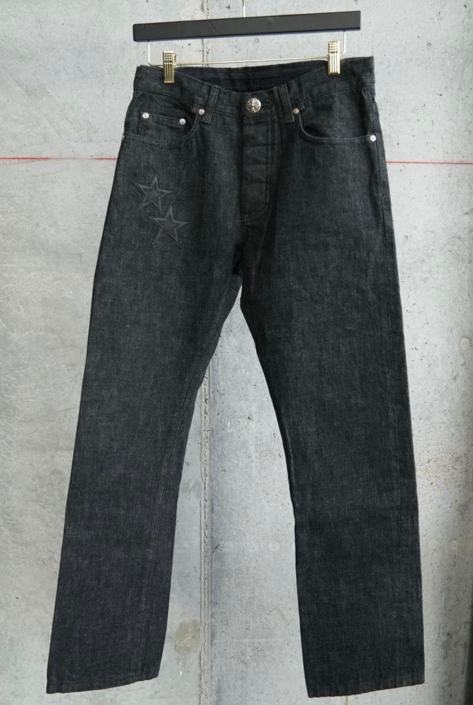 Chrome Hearts Grey & Black Star Patch Jeans