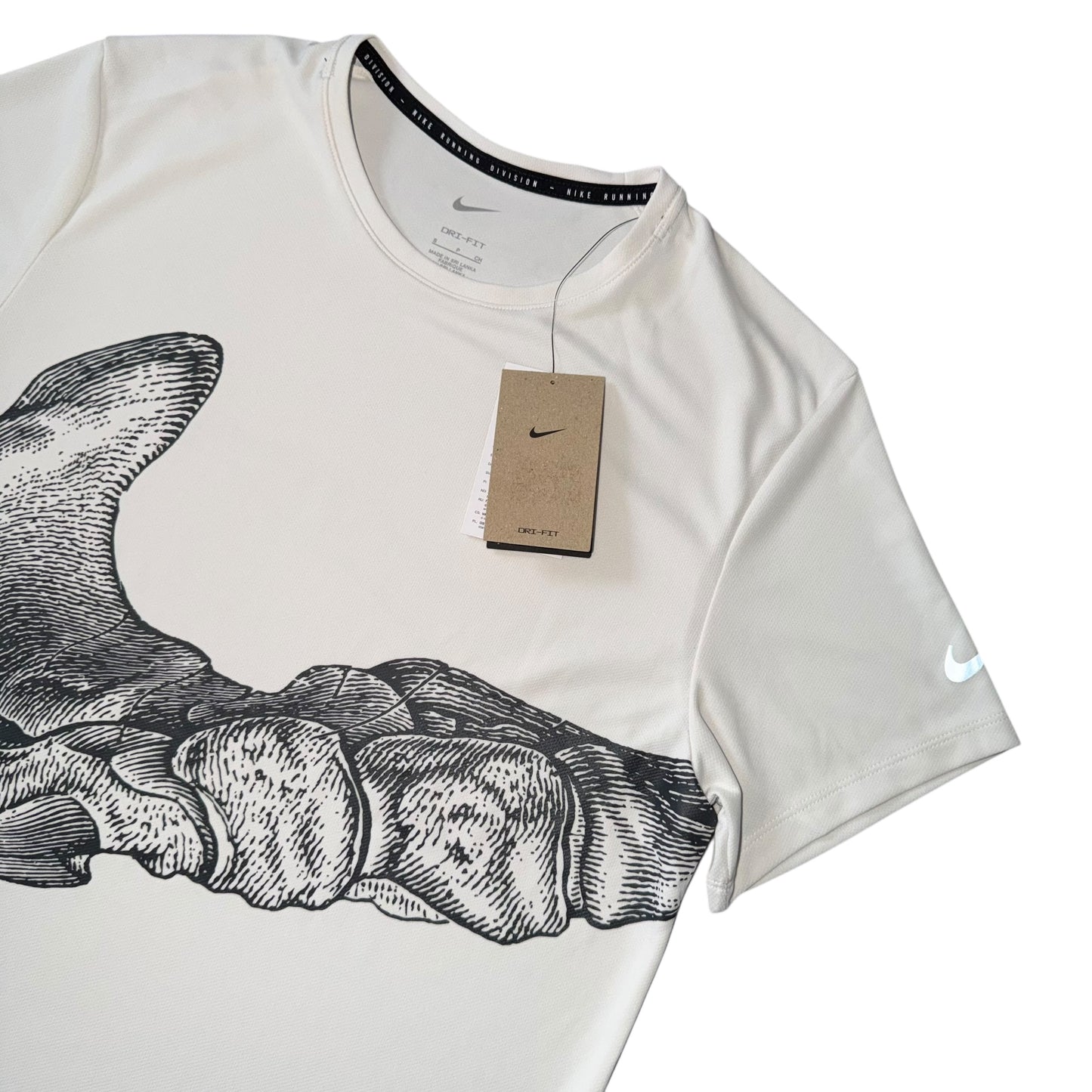 Nike White Division Print Miler T Shirt
