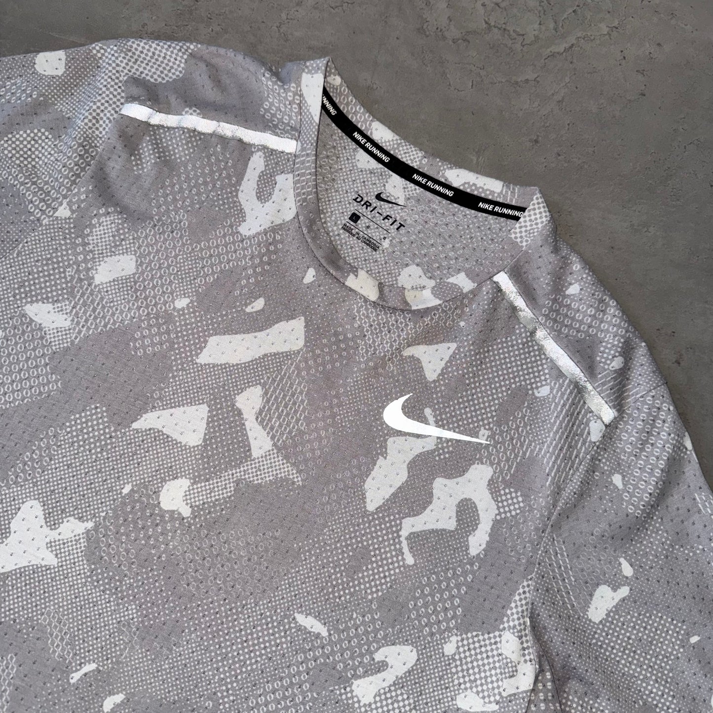 Nike White Camouflage Breathe 1.0 Miler T Shirt
