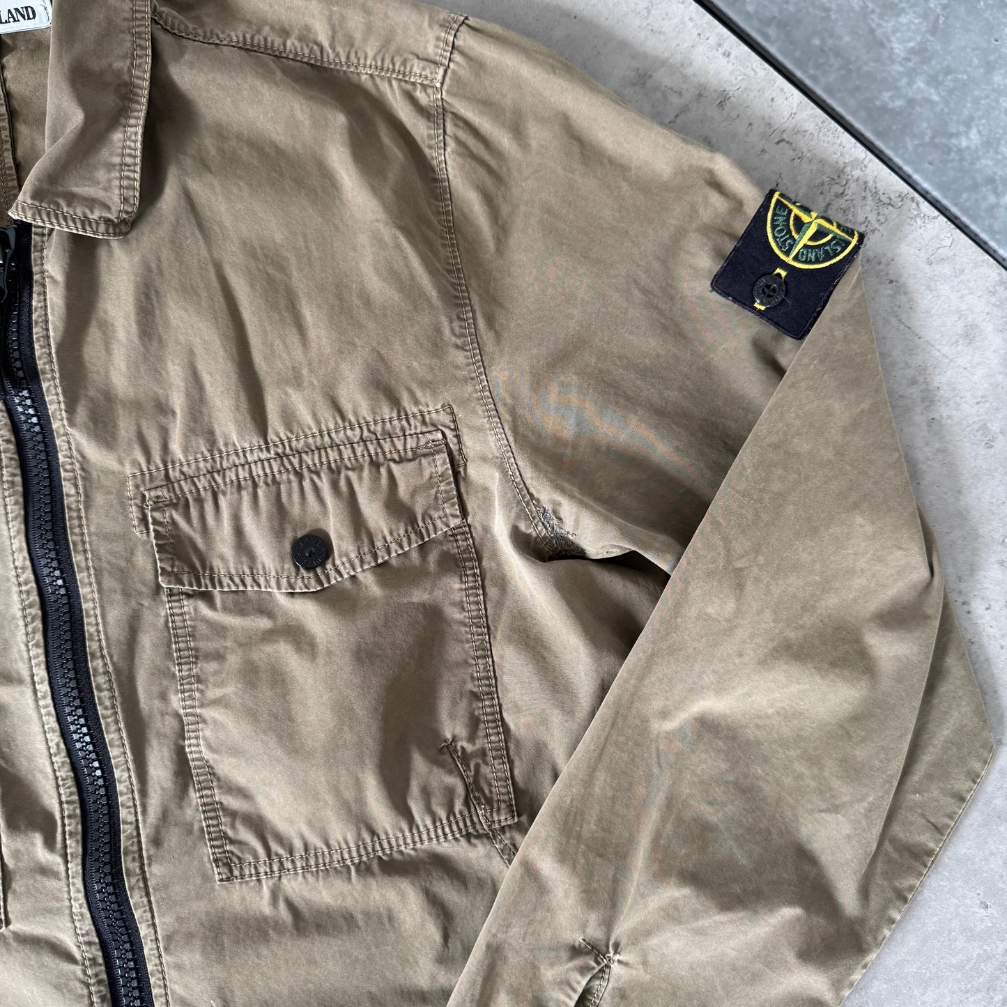 Stone Island 2019 Camel Cotton Zipped Overshirt