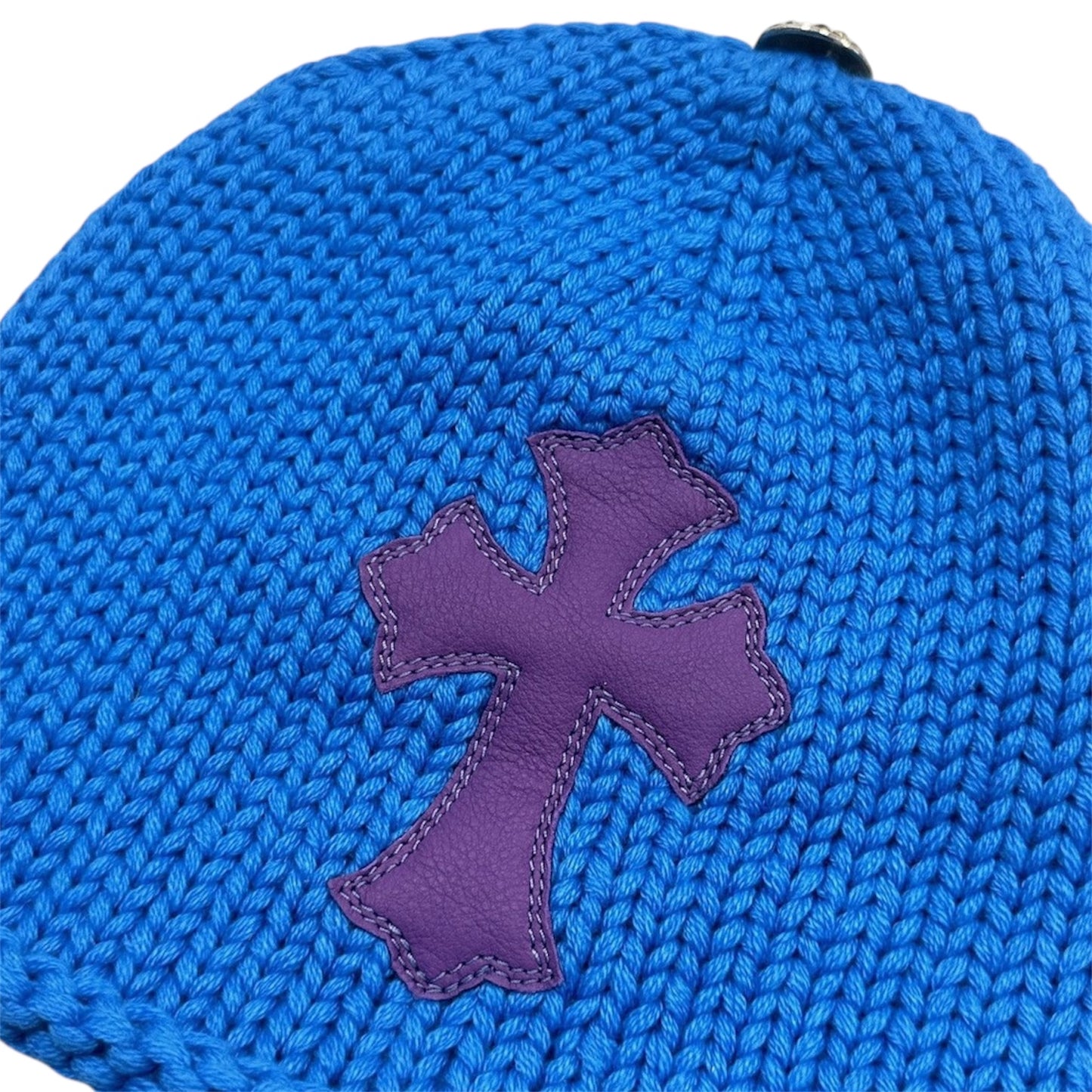 Chrome Hearts Blue Cashmere Cross Patch Beanie