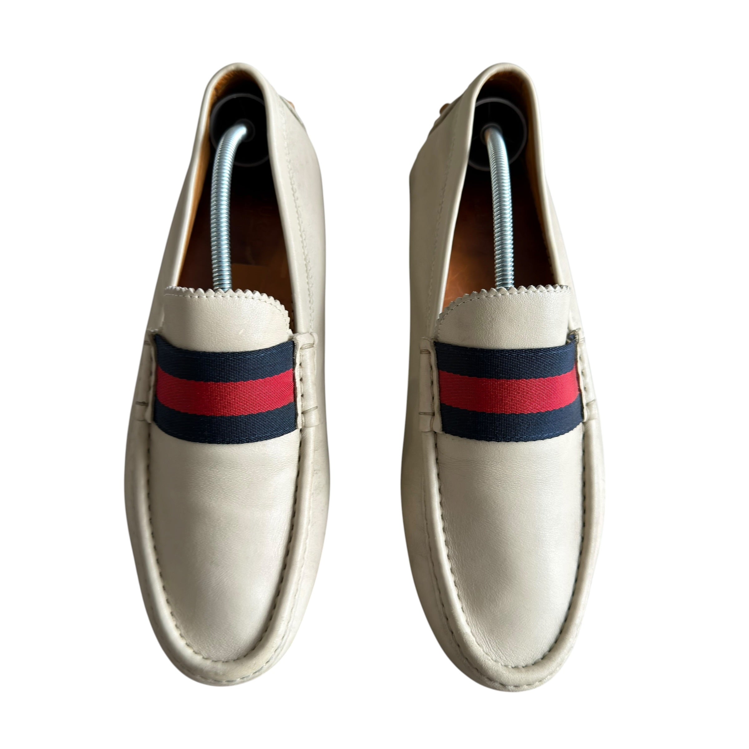 Gucci Beige Web Accent Loafers