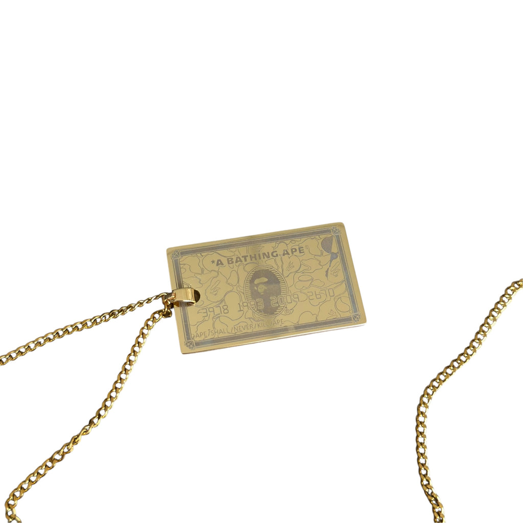 A Bathing Ape Bape Gold Card Necklace