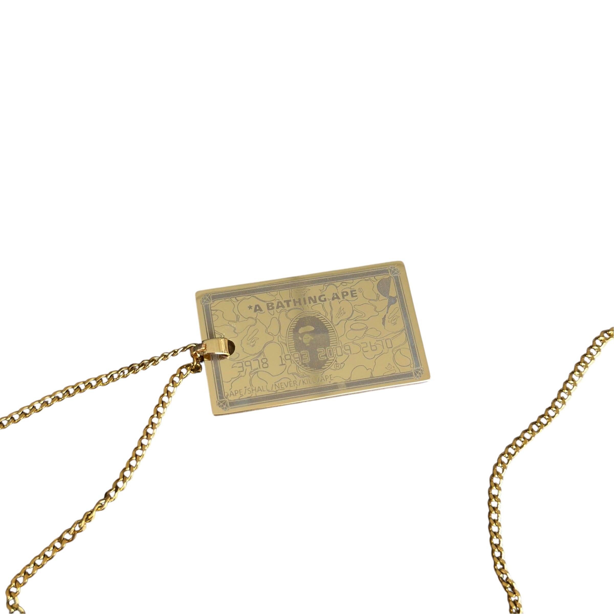A Bathing Ape Bape Gold Card Necklace