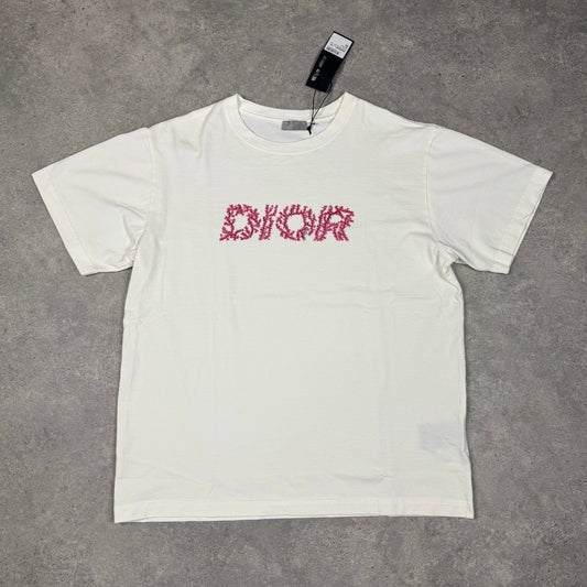 Dior Italic Coral White T Shirt