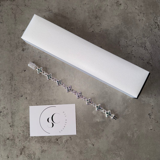 VVS Silver & Green Diamond Clover Bracelet