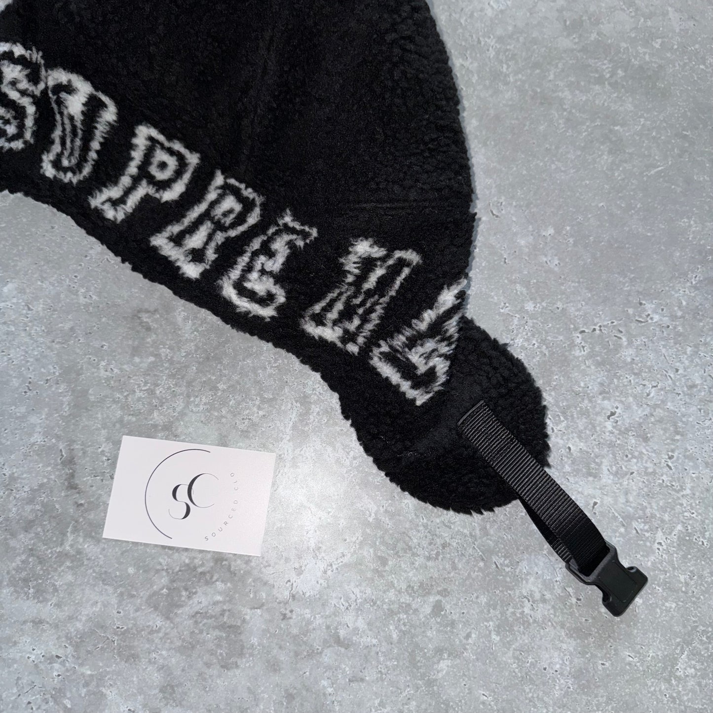 Supreme Black Shearling Trooper Hat