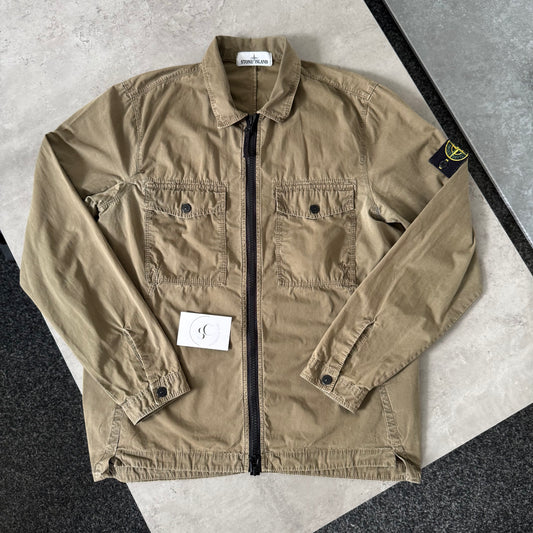 Stone Island 2019 Camel Cotton Zipped Overshirt
