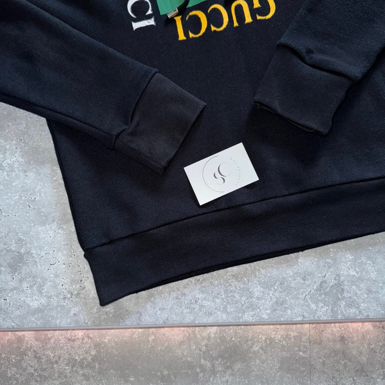 Gucci Distressed Black Logo Hoodie