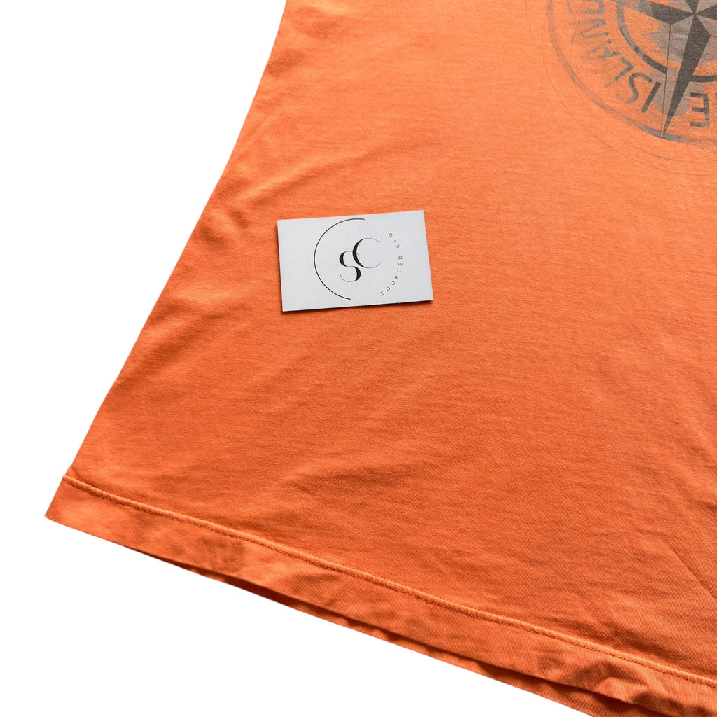 Stone Island Orange Compass Logo T Shirt