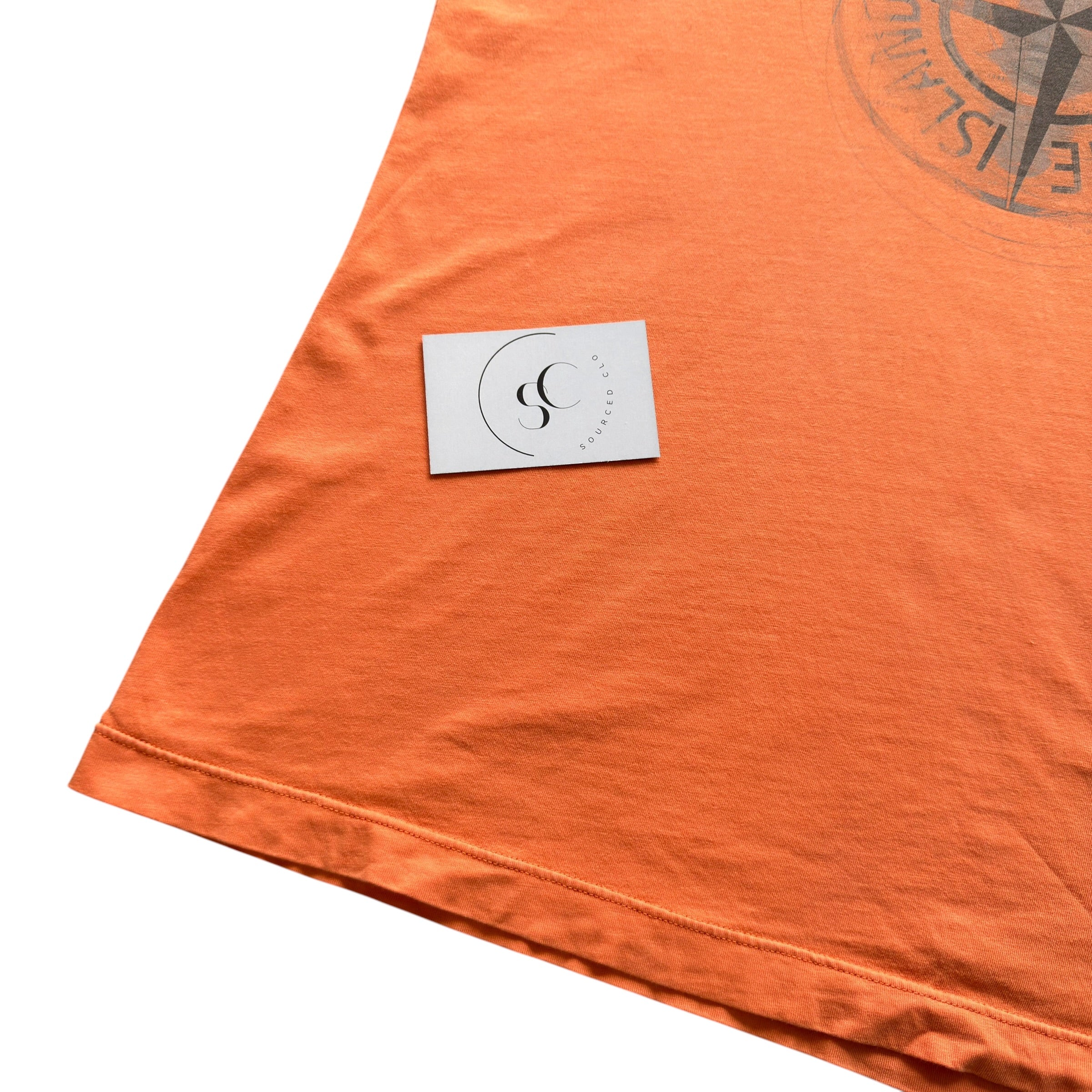 Stone Island Orange Compass Logo T Shirt