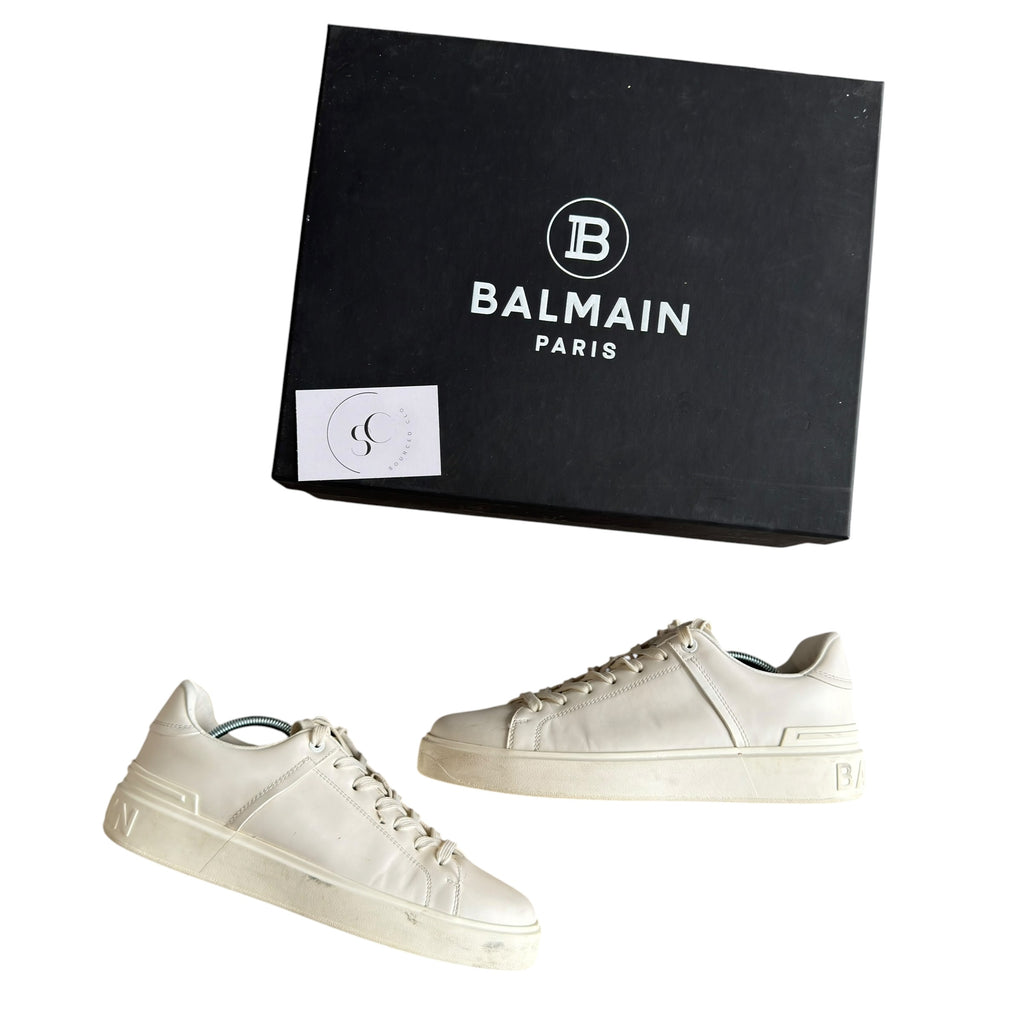 Balmain White B Court Trainers