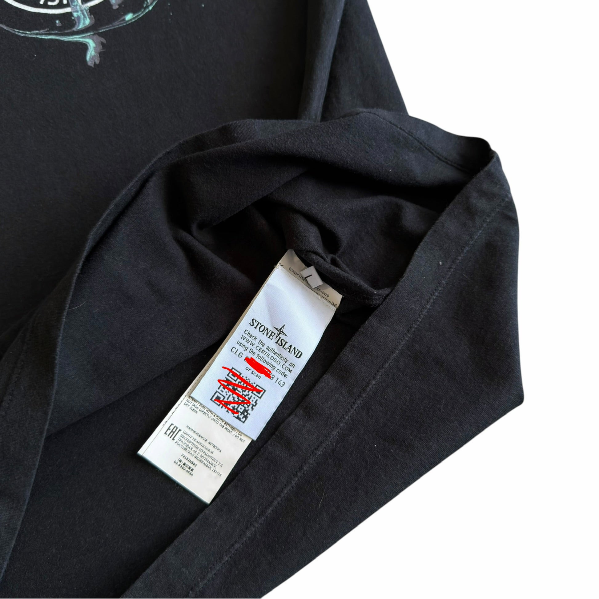 Stone Island Black Marble Logo T Shirt