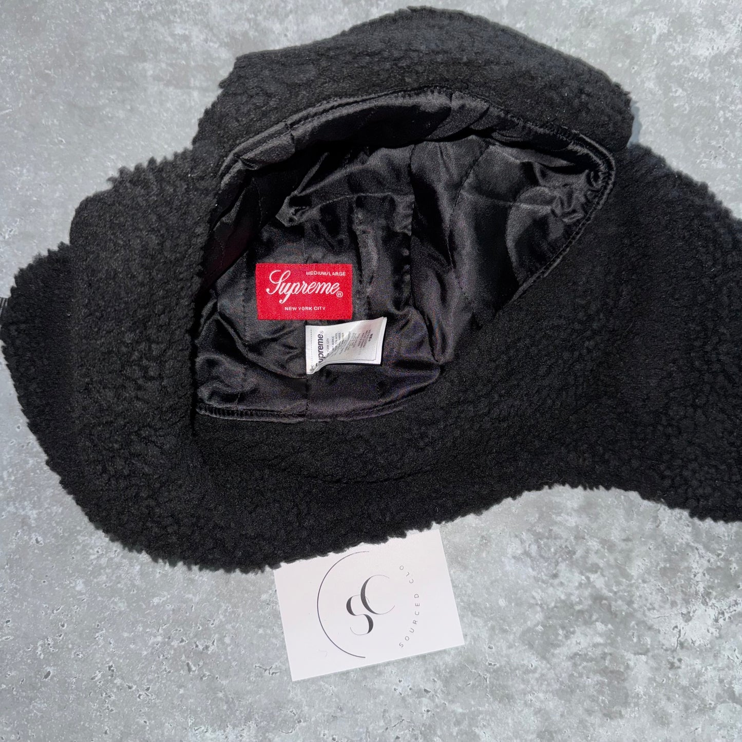 Supreme Black Shearling Trooper Hat