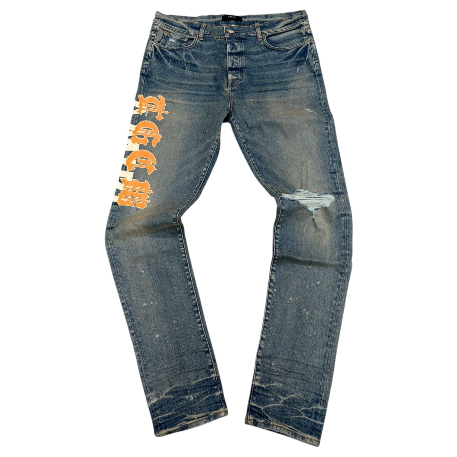 Amiri TCDW Distressed Logo Jeans