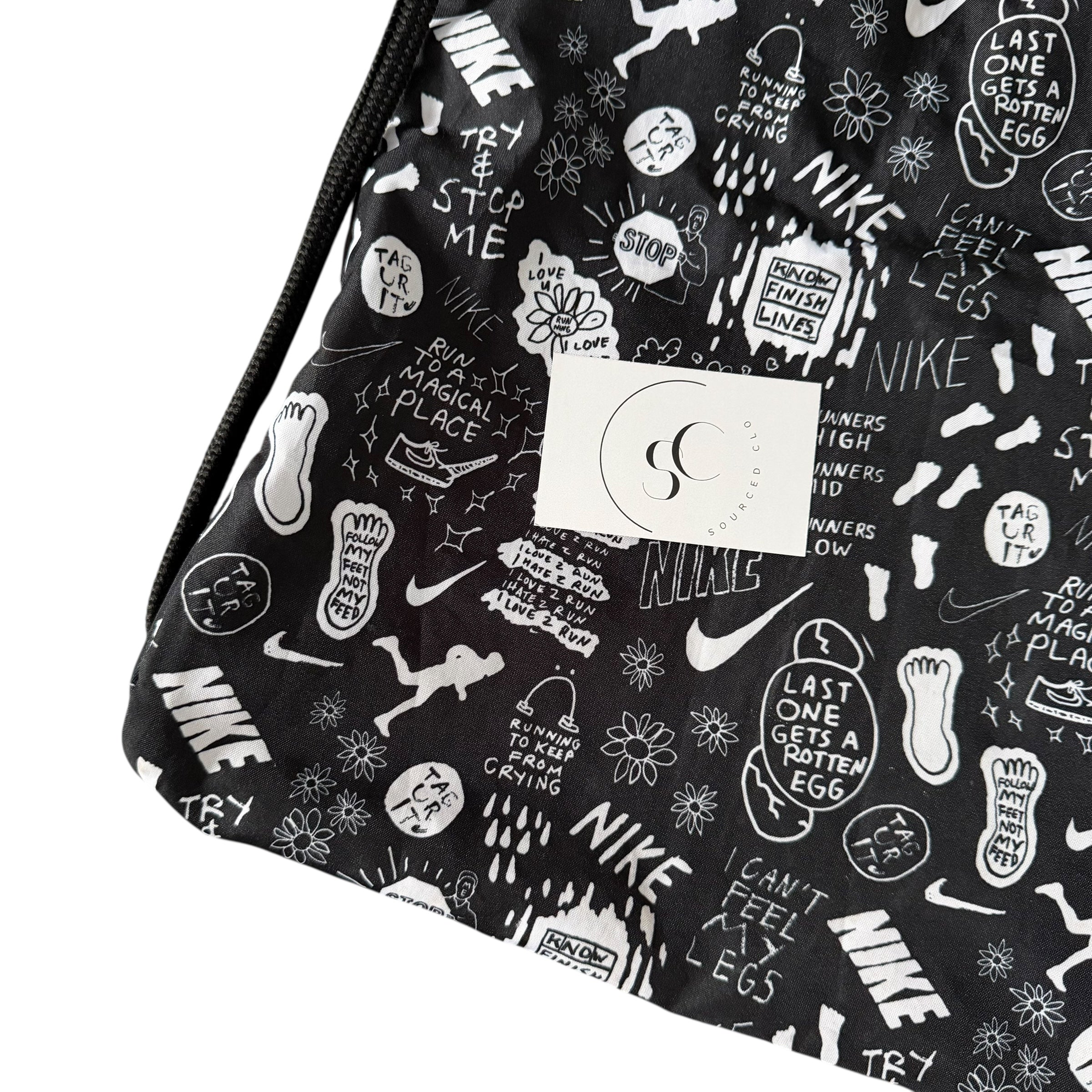 Nike Wild Run Black Pattern Drawstring Bag