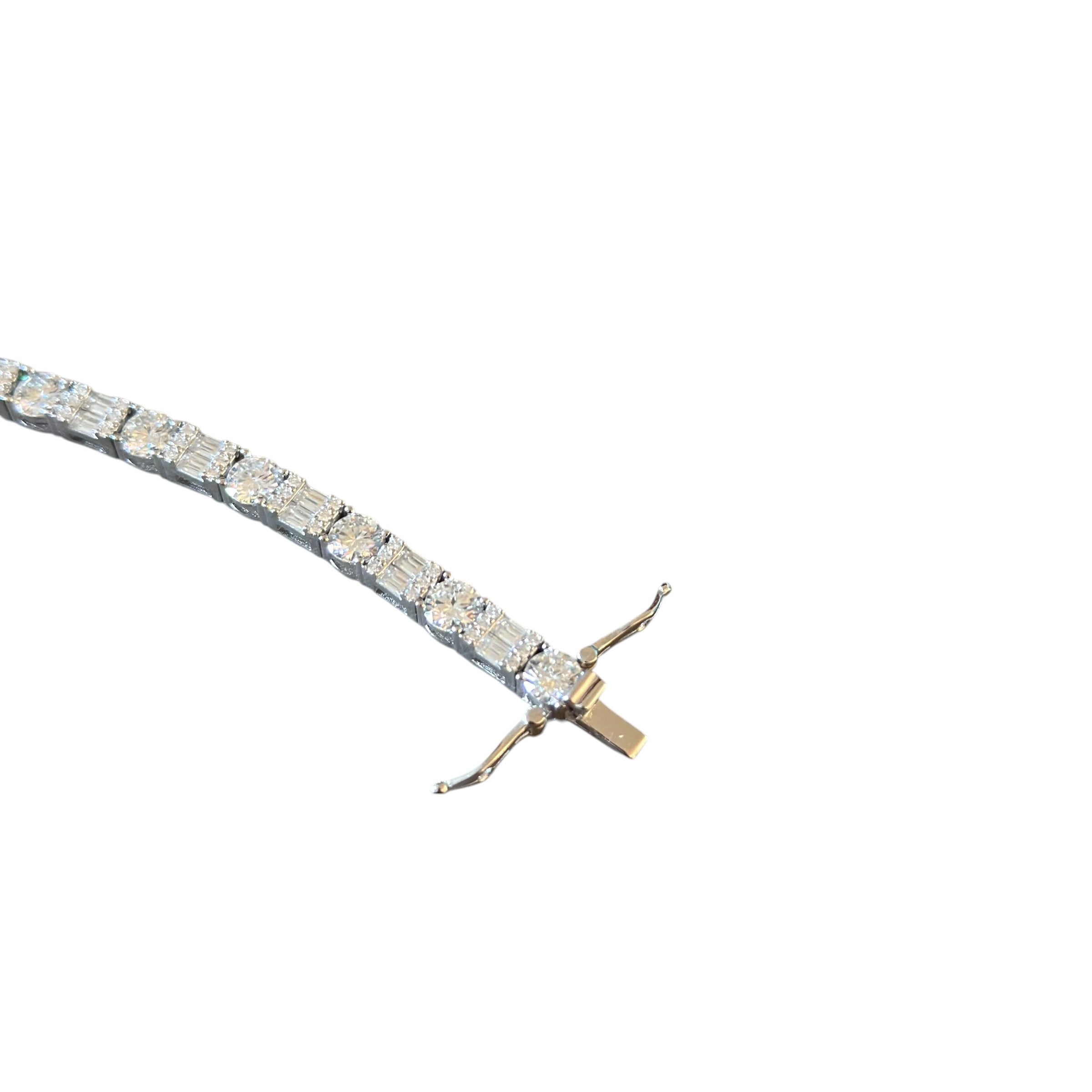 Silver Baguette Moissanite Diamond Bracelet