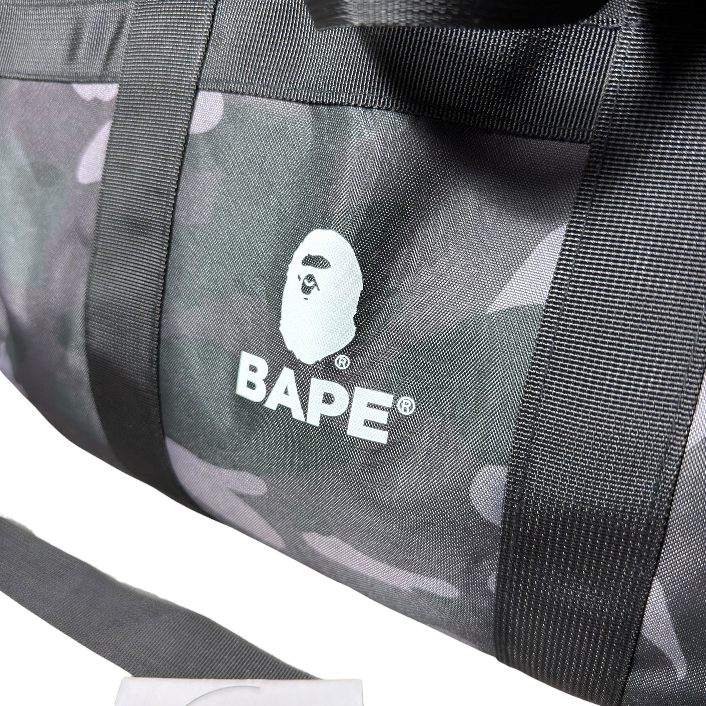 A Bathing Ape Bape Black Camo Duffle Bag