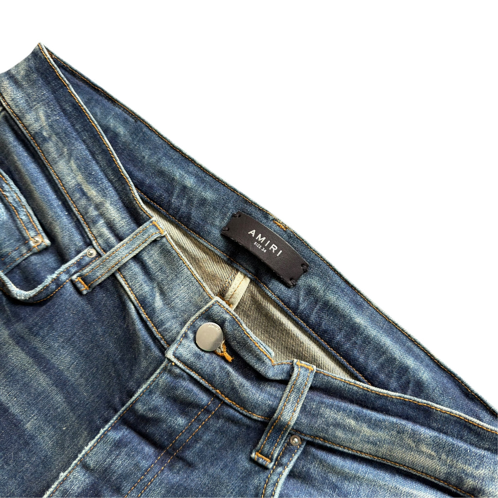 Amiri Dark Blue Distressed Jeans