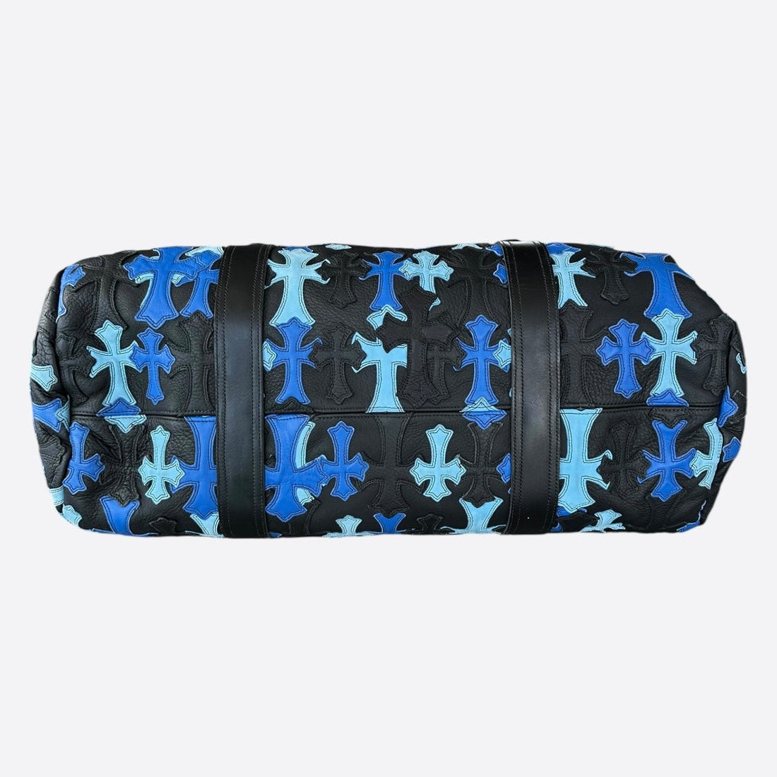 Chrome Hearts Black & Blue Leather Cross Patch Duffel Bag