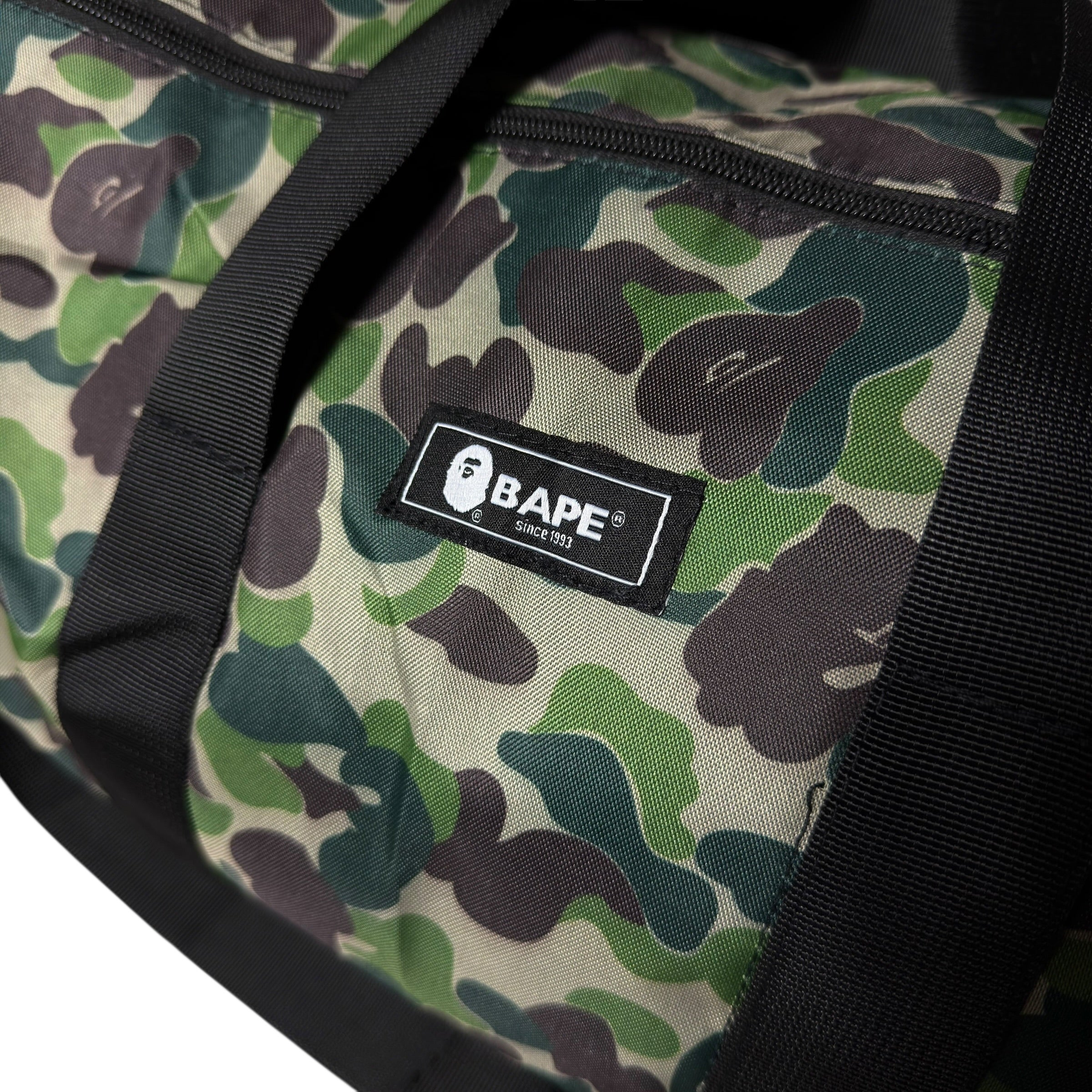 A Bathing Ape Bape Green Camo Duffle Bag