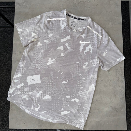 Nike White Camouflage Breathe 1.0 Miler T Shirt