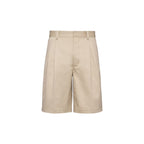 Prada Bermuda Plaque Beige Shorts