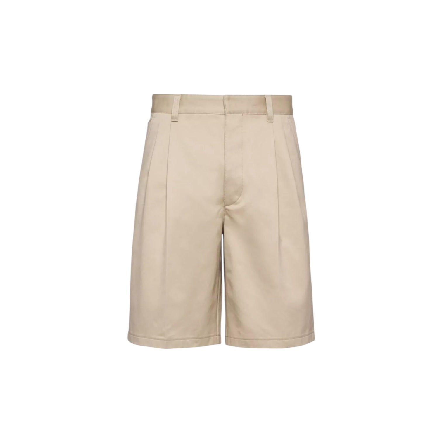 Prada Bermuda Plaque Beige Shorts