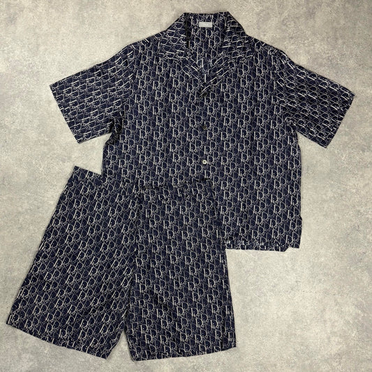 Dior Oblique Pearl Navy Short Set