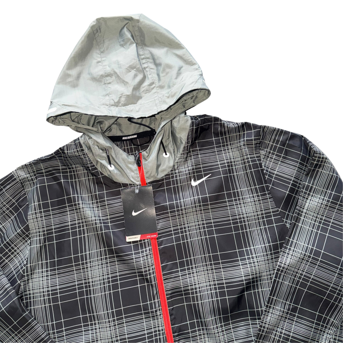 Nike Plaid Grey Running Windbreaker