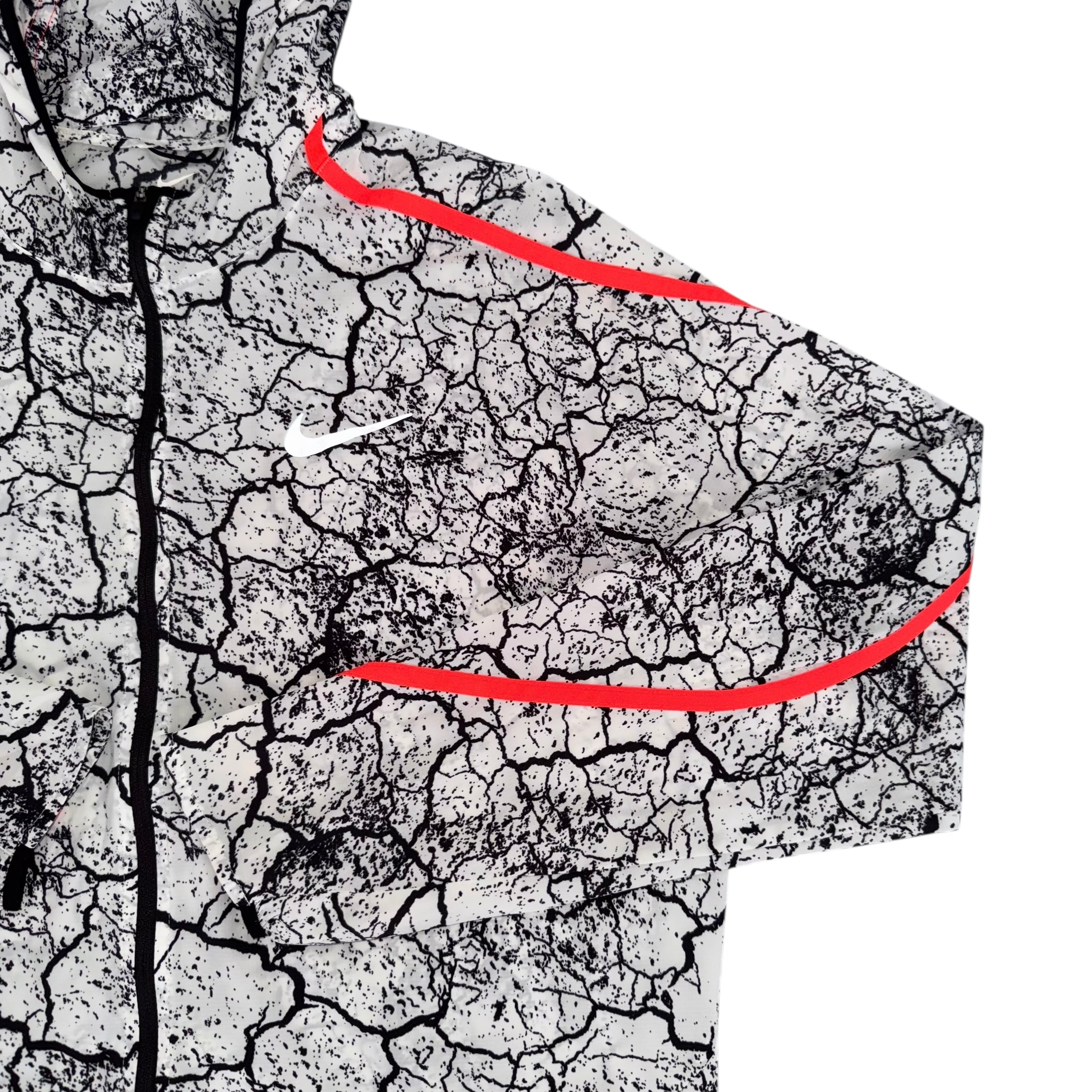 Nike White Crackling Windbreaker Running Jacket