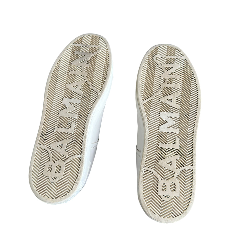 Balmain White B Court Trainers