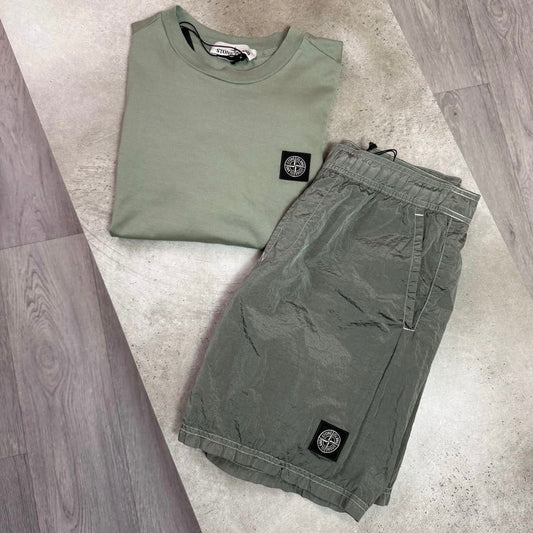 Stone Island Sage Green T Shirt Set