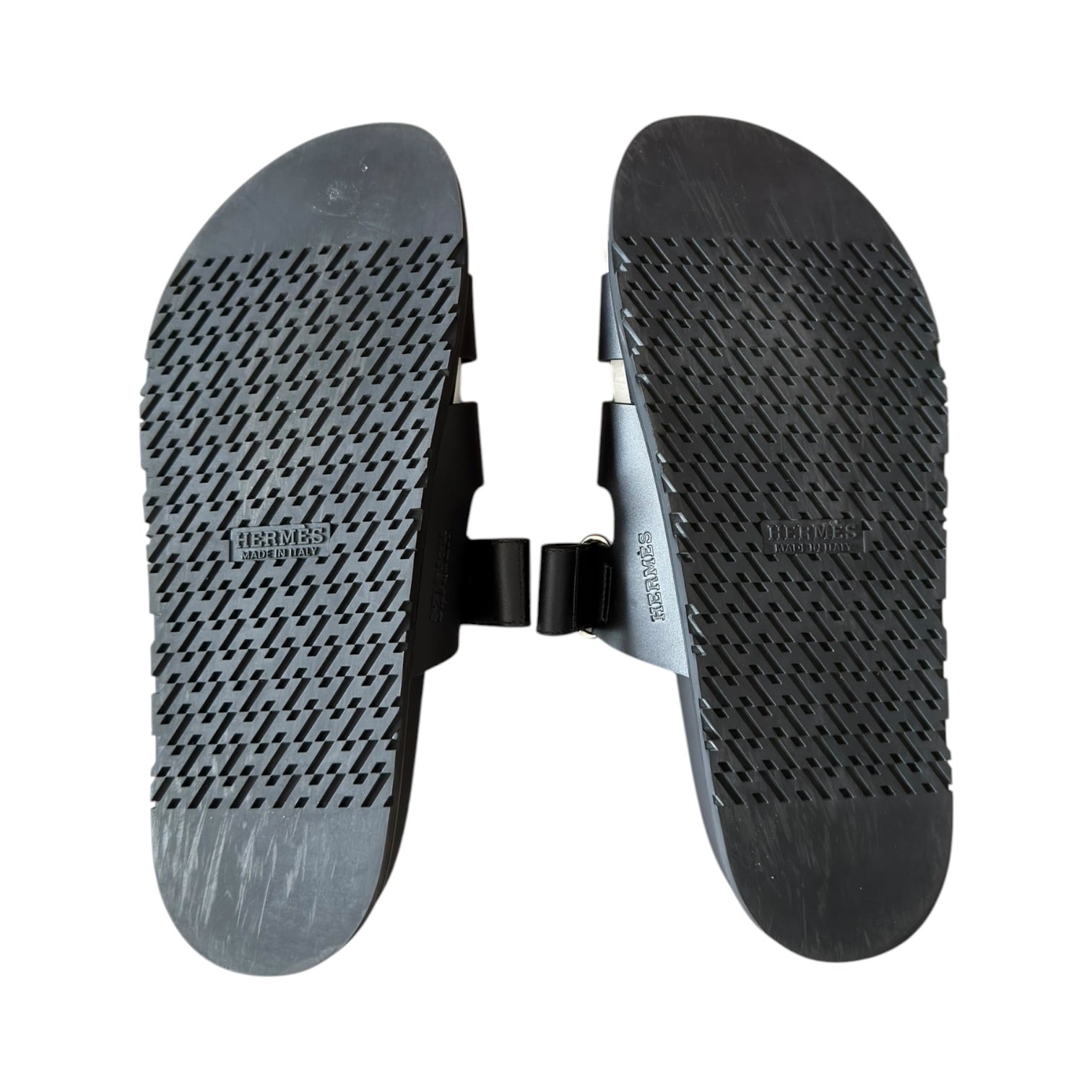 Hermes Chypre Black Leather Sandals