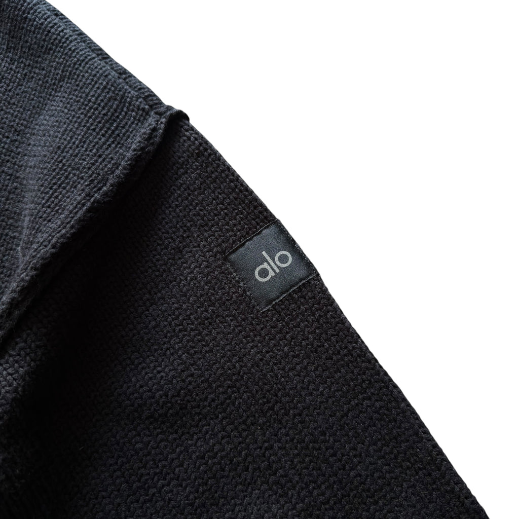 Alo Heritage Black Knit Zip Jacket